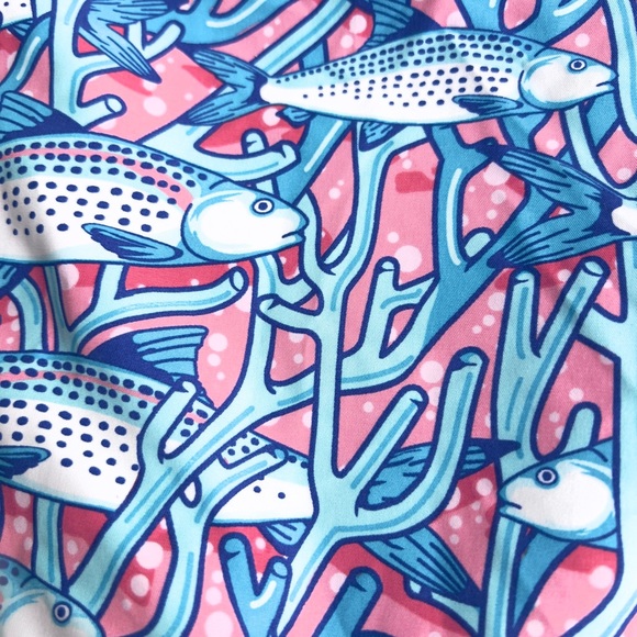 VINEYARD VINES fish print men’s swim trunks size M pink blue - Picture 6 of 17